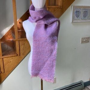 Donegal Design Mohair Wool Pink Purple Hand Woven Scarf Republic of Ireland 64"